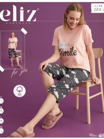 Cotton Pajama Set with Capri Pants Wholesale Pack of 6 2201-2
